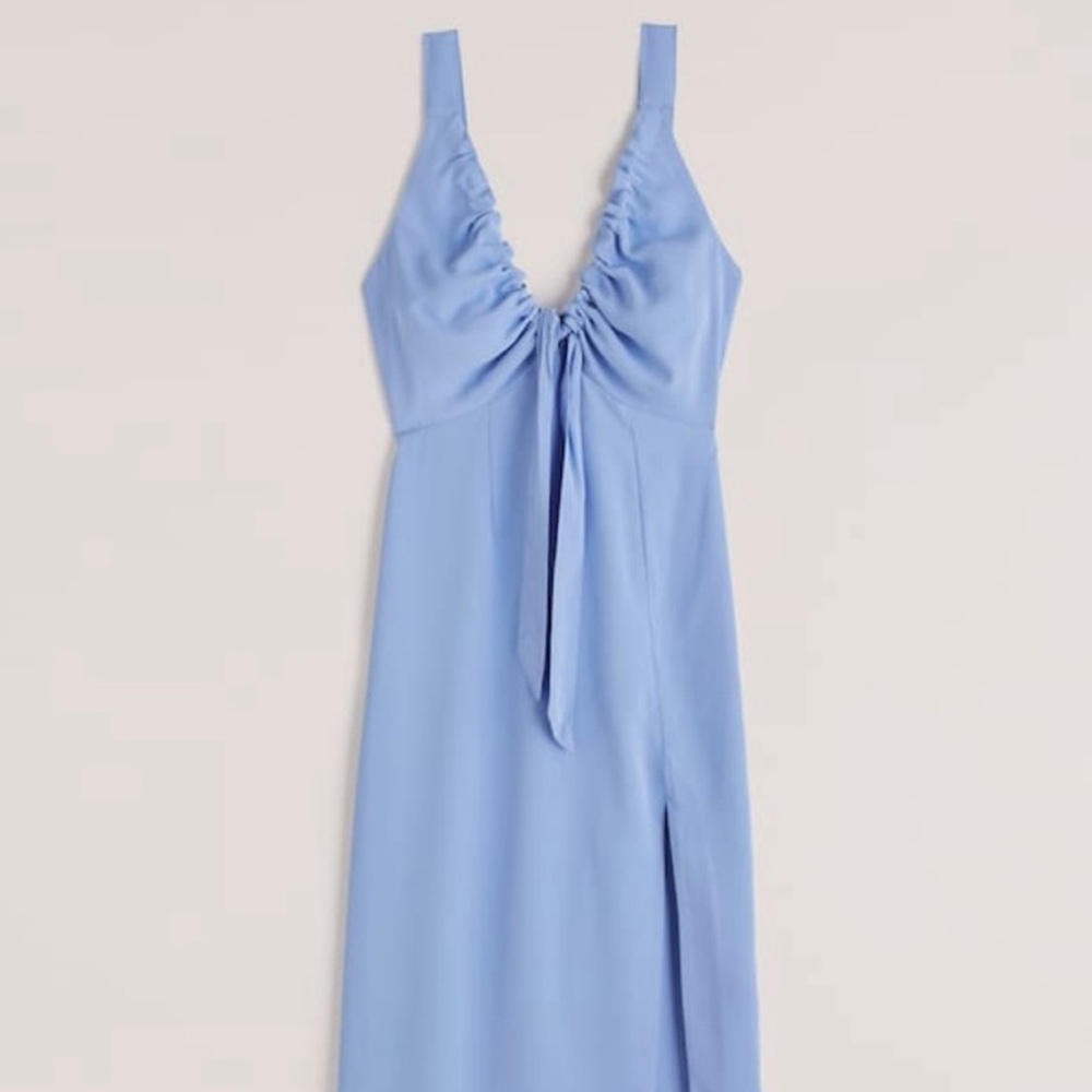 Abercrombie Tie Front Midi Dress in Light Blue - Picture 5 of 7